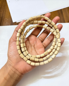 Premium 2 round cylindrical shaped pure original Tulsi Kanthi Mala 80cm length handcrafted in Vrindavan