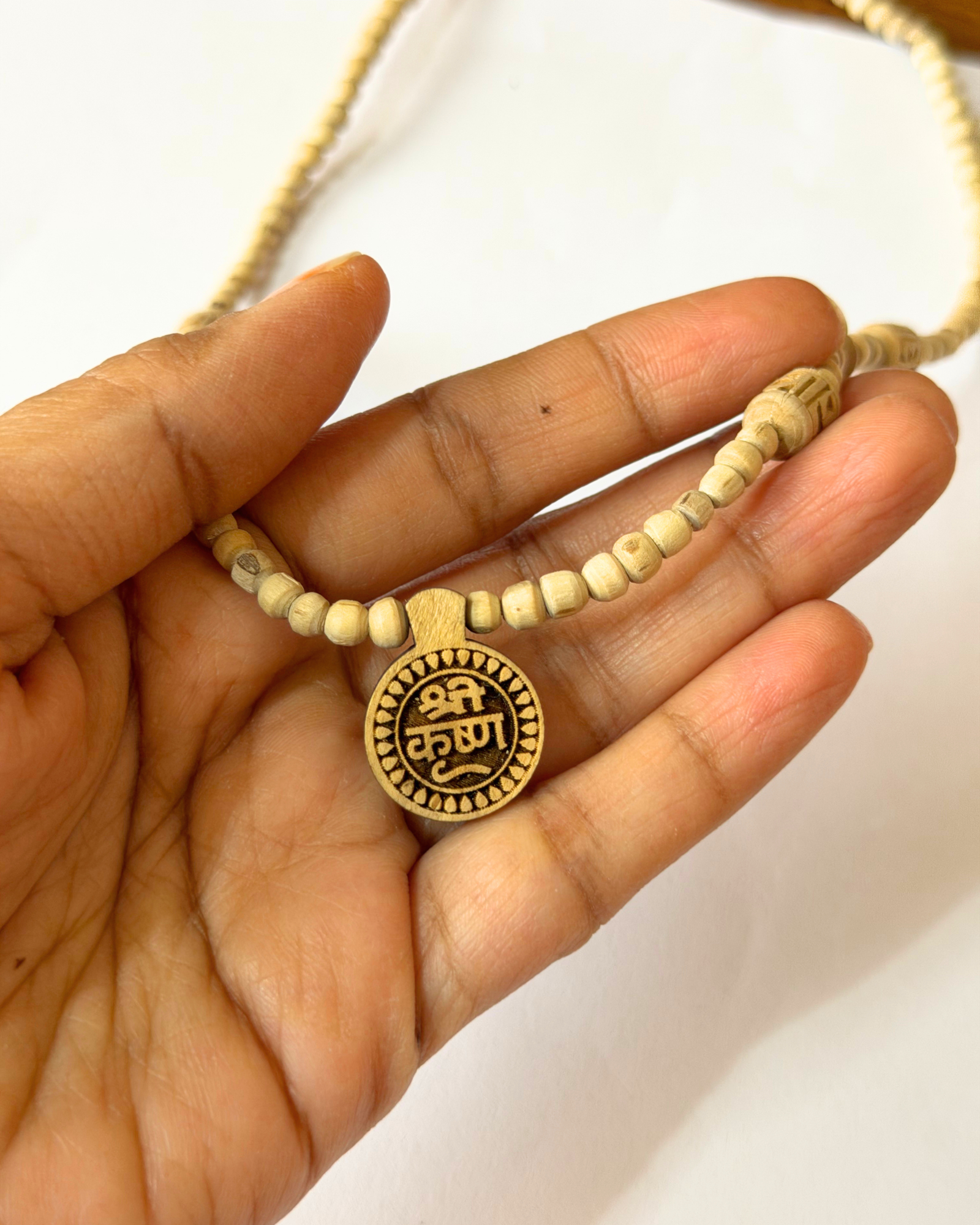 Original Tulsi Kanthi Mala with Shri Krishna Name Locket & 6 Radha Beads (50 cm) - Image 4