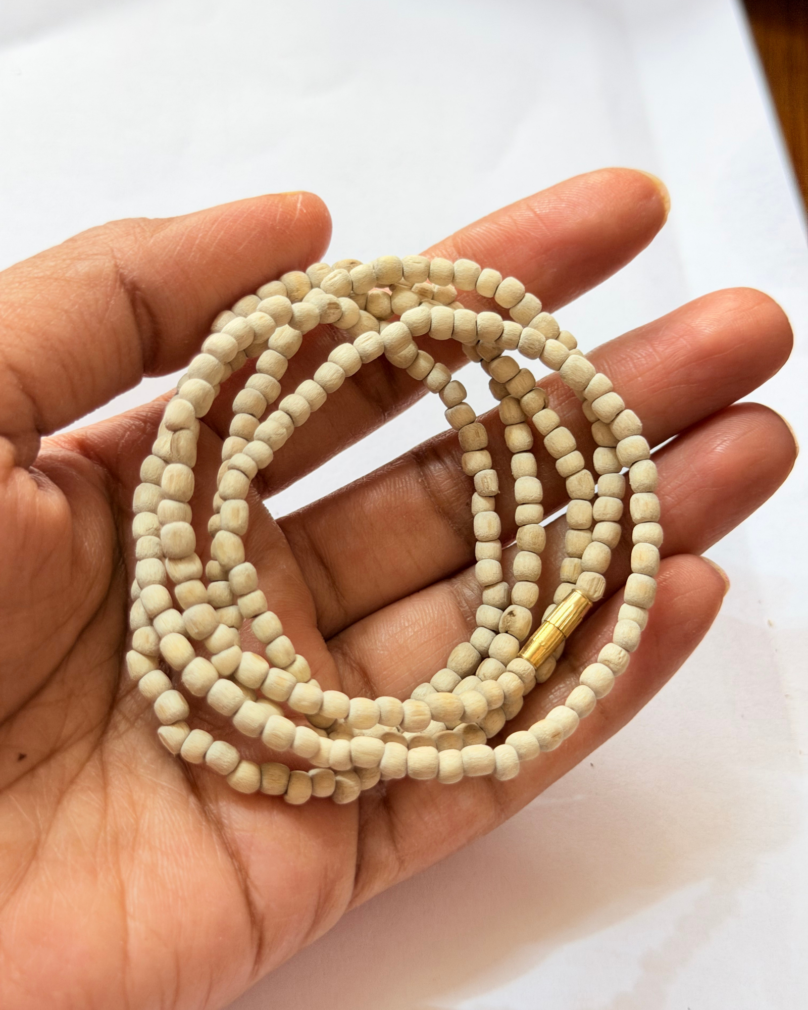 Pure original Gol Dana round beads two round Tulsi Kanthi Mala 80cm length handcrafted in Vrindavan
