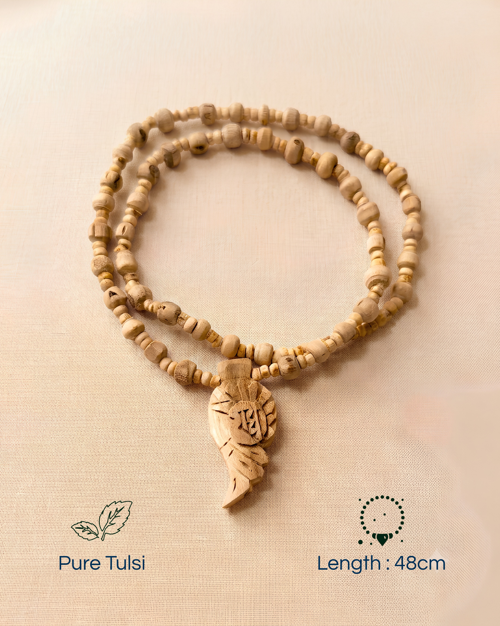 Original Tulsi Kanthi Mala with Shri Radha Name Pendant (50 cm) - Image 2
