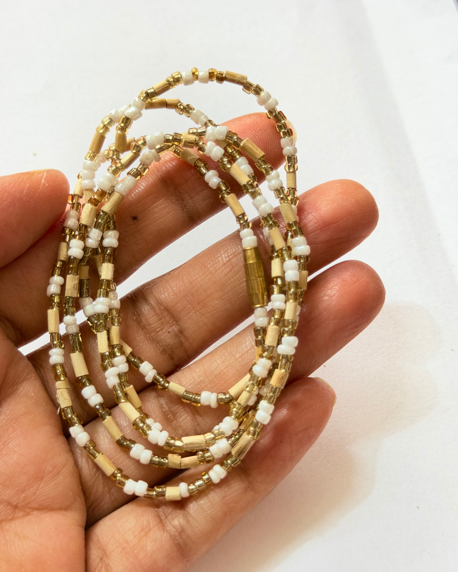 Pure original golden cut dana Tulsi Kanthi Mala 2 round double strand 75cm length from Vrindavan